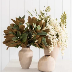 Reactive Tan Vase with Organic Rim