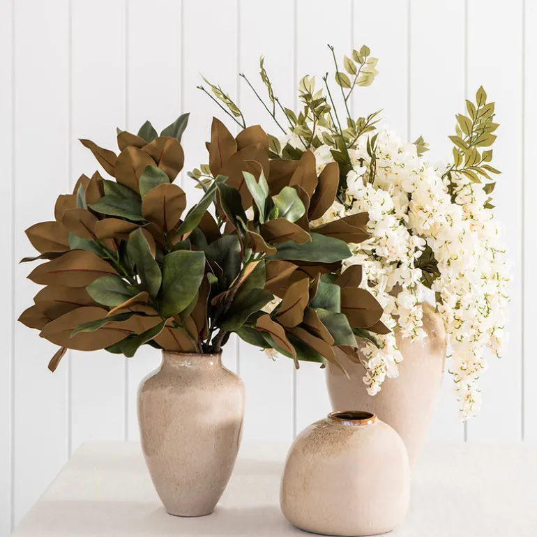Reactive Tan Vase with Organic Rim