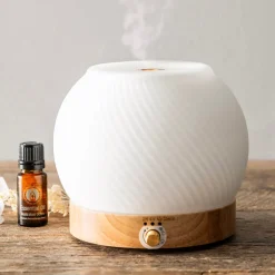 Ribbed Glass & Wood Ultrasonic Diffuser