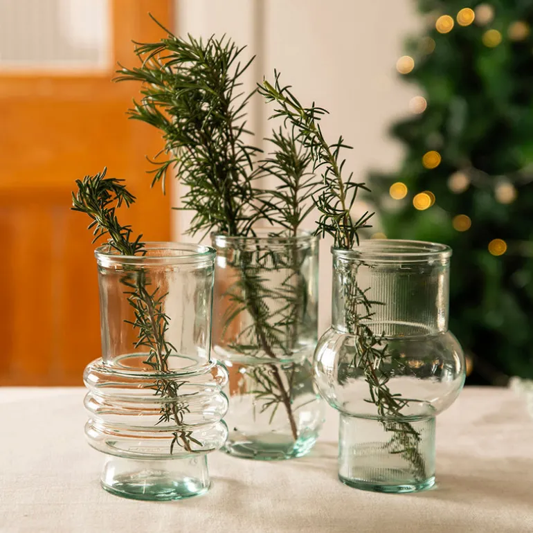 Ribbed Recycled Glass Vase