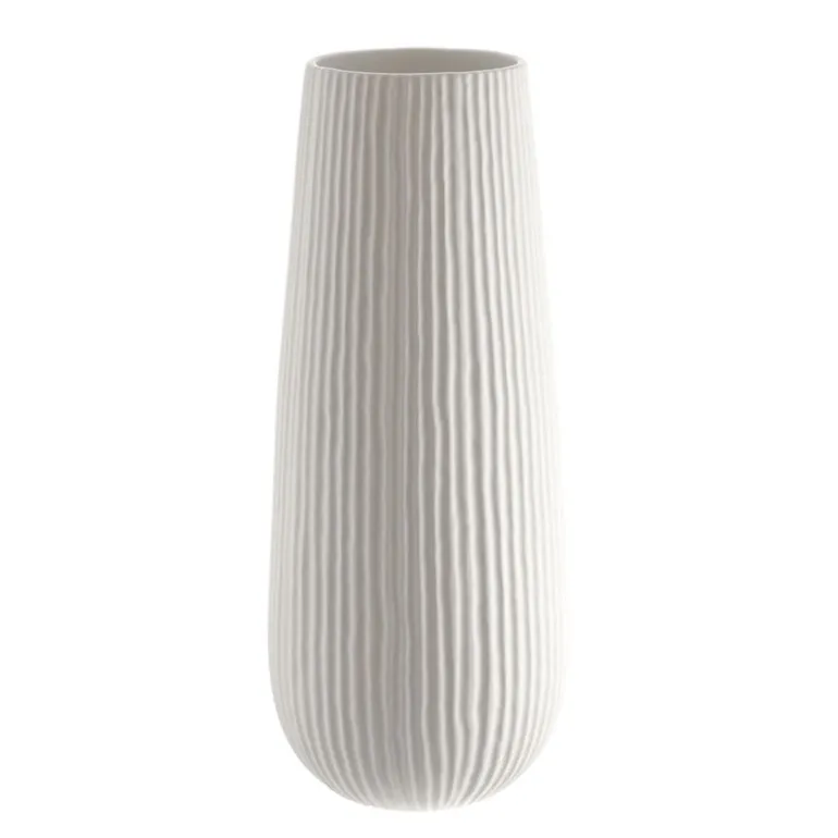 Ribbed Vase Vogue White 40cm