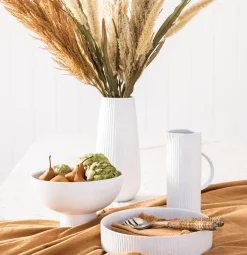 Ribbed Vase Vogue White 33cm