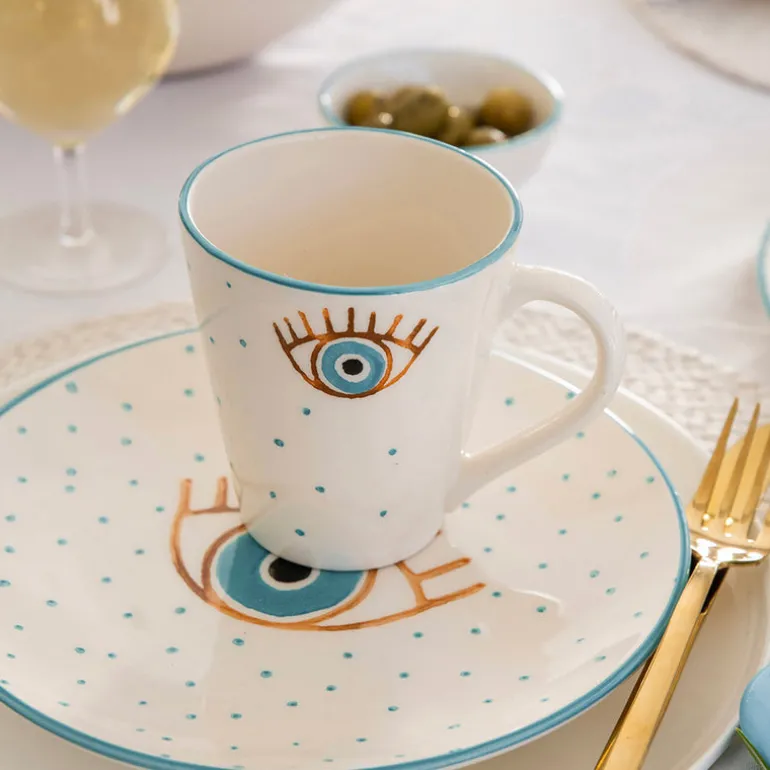 Round Ceramic Plate Evil Eye