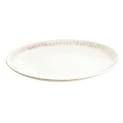 Round Platter Stoneware Grey Rim