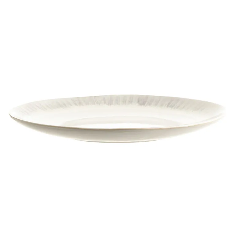 Round Platter Stoneware Grey Rim