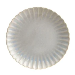 Round Platter Stoneware Scalloped Blue
