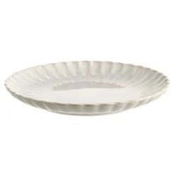 Round Platter Stoneware Scalloped Blue