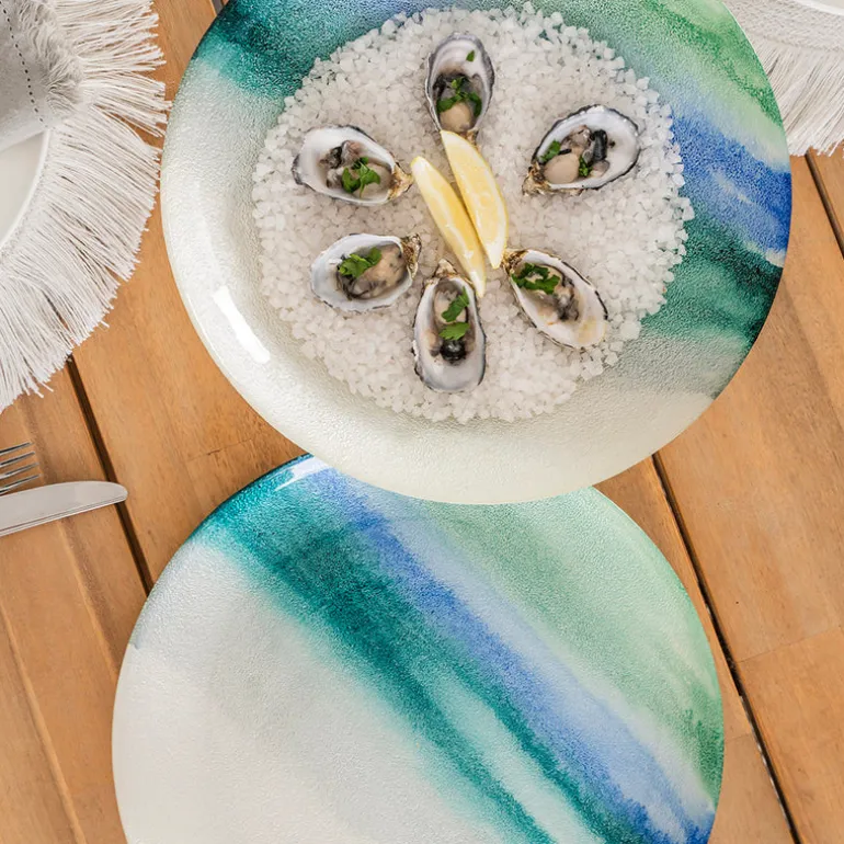 Round Platter Wave Blue/Green/White
