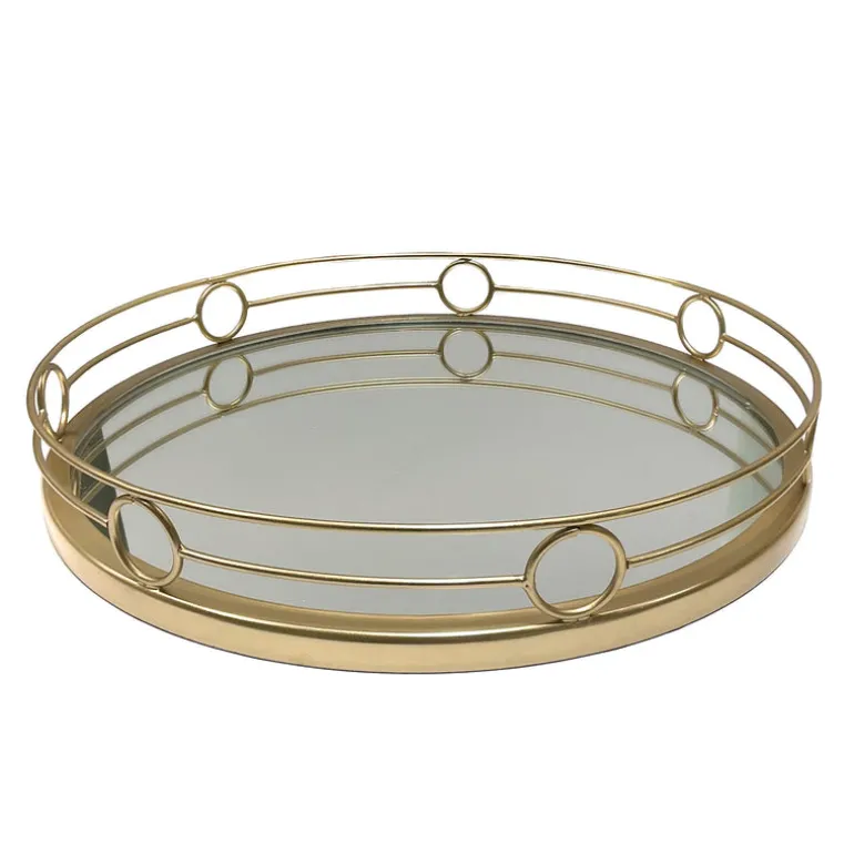 Round Tray with Gold Circle Side Frame