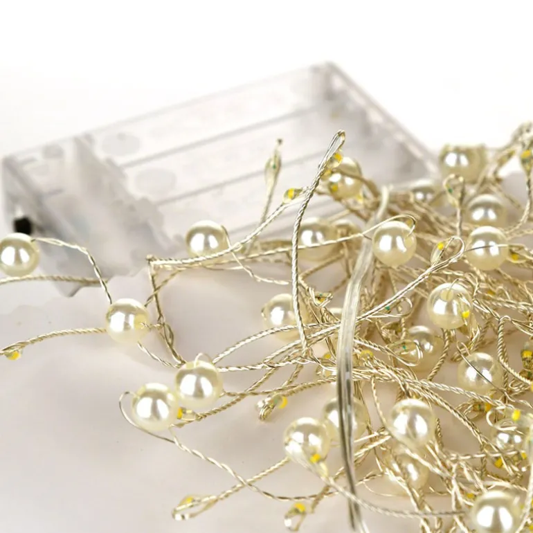 Silver Pearl Bead Sting Lights