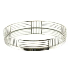 Silver Round Tray with Mirror Base