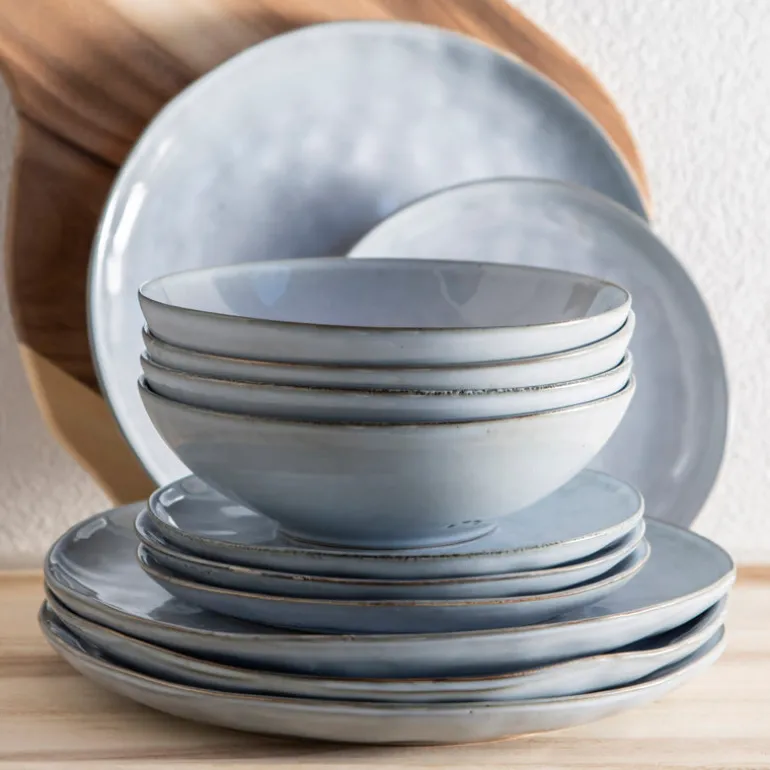 Stoneware Dinner Set Light Blue