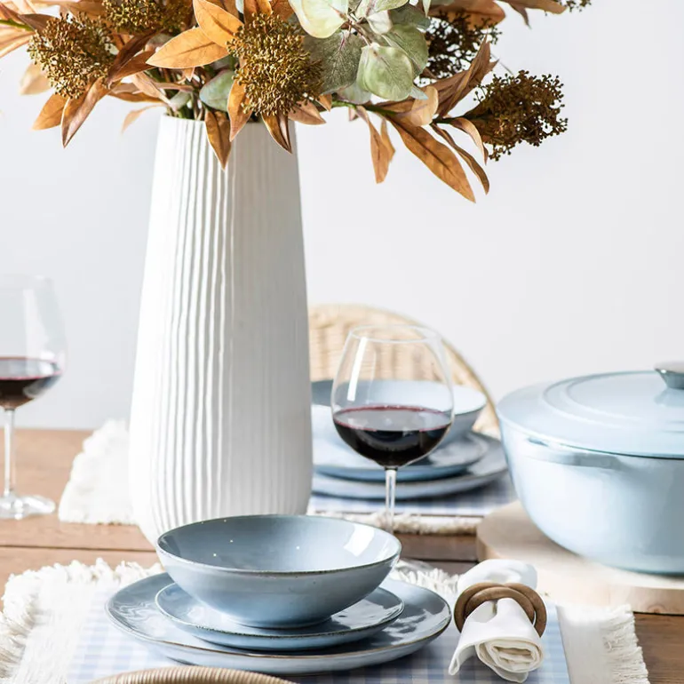 Stoneware Dinner Set Light Blue