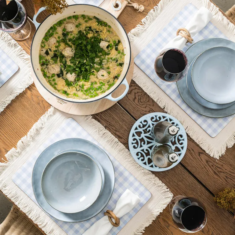 Stoneware Dinner Set Light Blue