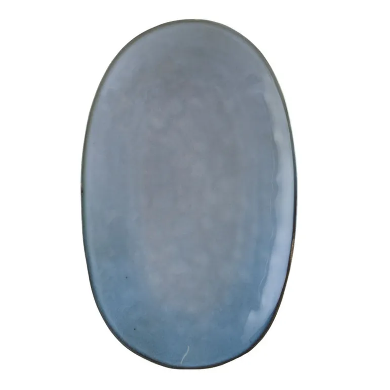 Stoneware Oval Platter Light Blue