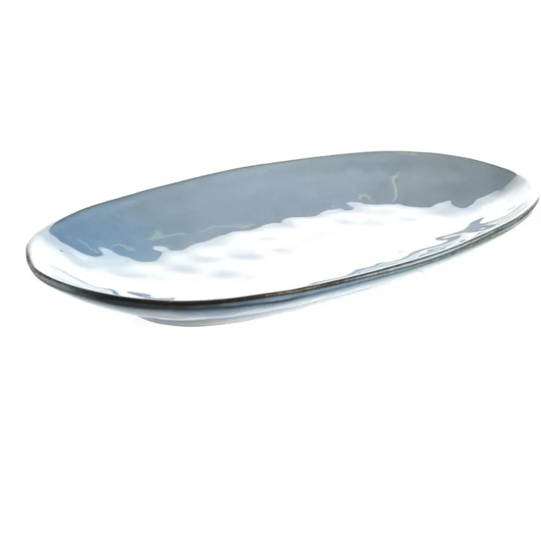 Stoneware Oval Platter Light Blue