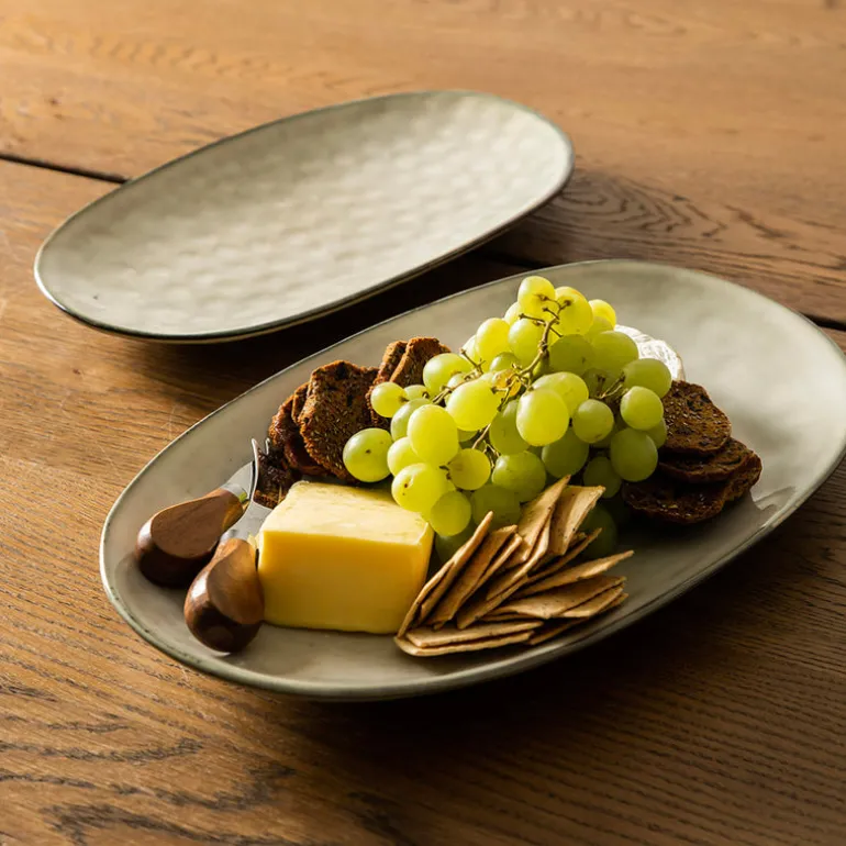 Stoneware Oval Platter Olive Green