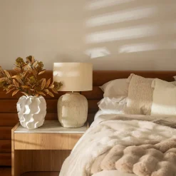 Subtle Rib Faux Rabbit Fur Ivory Throw