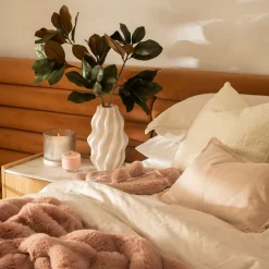 Subtle Rib Faux Rabbit Fur Dusty Rose Throw