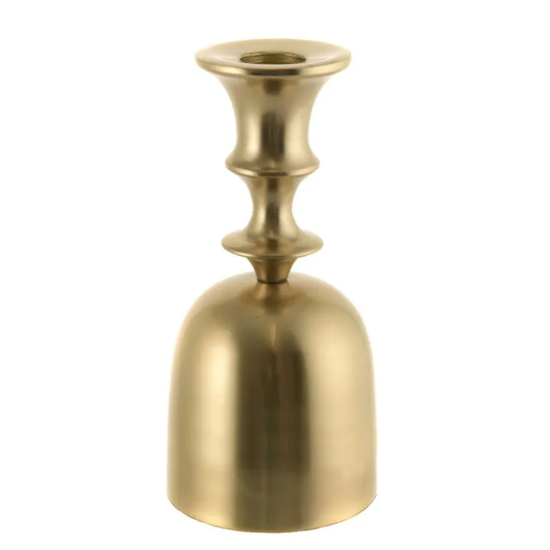 Taper Candle Holder Bell Shape Brushed Gold 16cm
