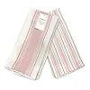 Tea Towel Set/4 Dark Pink & White Stripe