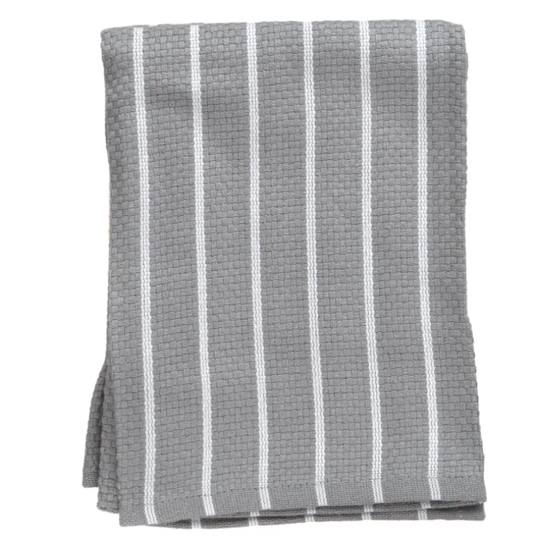 Tea Towel Set/4 Grey & Pewter Stripe