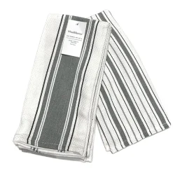 Tea Towel Set/4 Grey & White Stripe