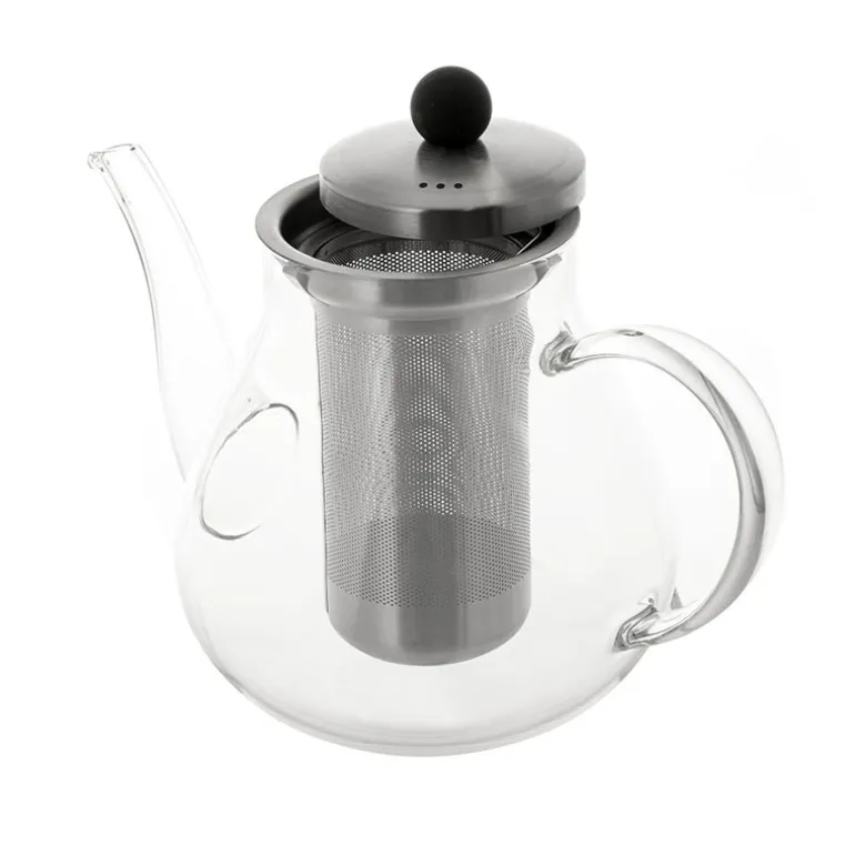 TEAPOT GLASS with S/S Infuser Pear Shape 1L