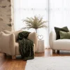 THROW Blanket Ribbed Faux Rabbit Fur Olive Green 130x160cm