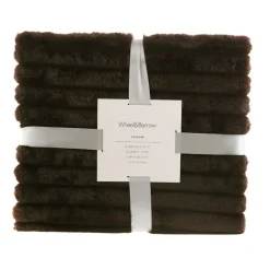 THROW Blanket Ribbed Faux Rabbit Fur Chocolate 130x160cm