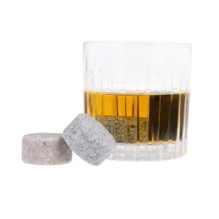 Whisky Discs with Wood Base Set/6