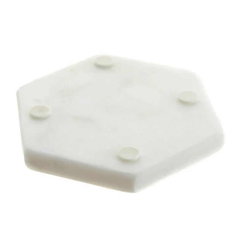 White Marble Hexagonal Coaster Set of 4