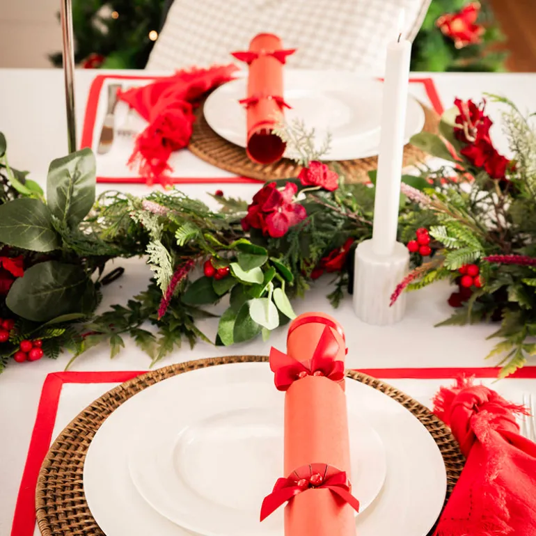 White Placemat with Red Trim