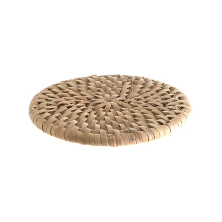 White Rattan Coaster Set/6