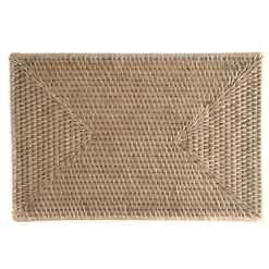 White Wash Rectangle Rattan Placemat