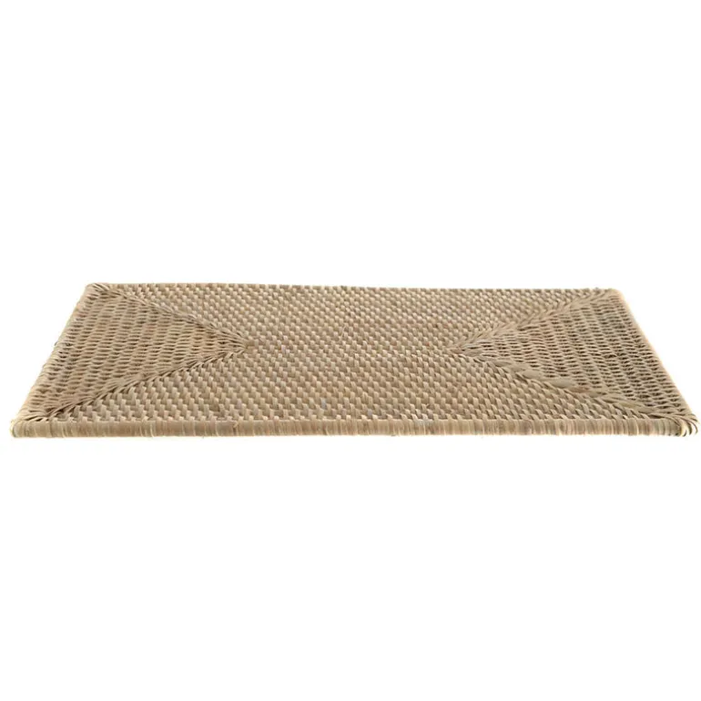 White Wash Rectangle Rattan Placemat