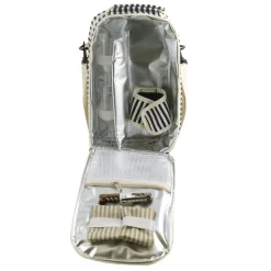 Wine Bag Navy/Cream Stripe with Cream Shoulder Belt